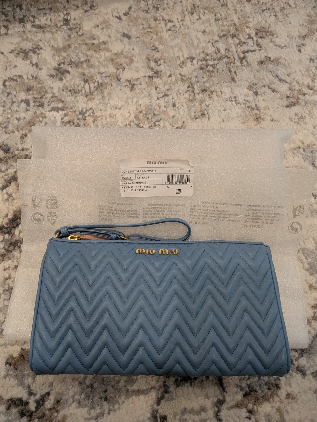 New Miu Miu Nappa Leather Clutch - Astrale Blue image indicator(2)