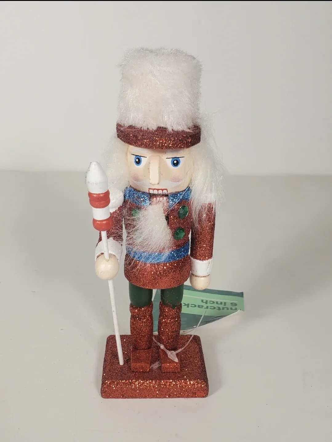 Christmas Red Glitter Nutcracker Holiday Home Décor 6 Inches image indicator(8)