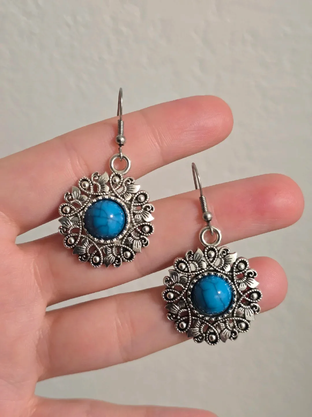 Turquoise & Silver Drop Earrings