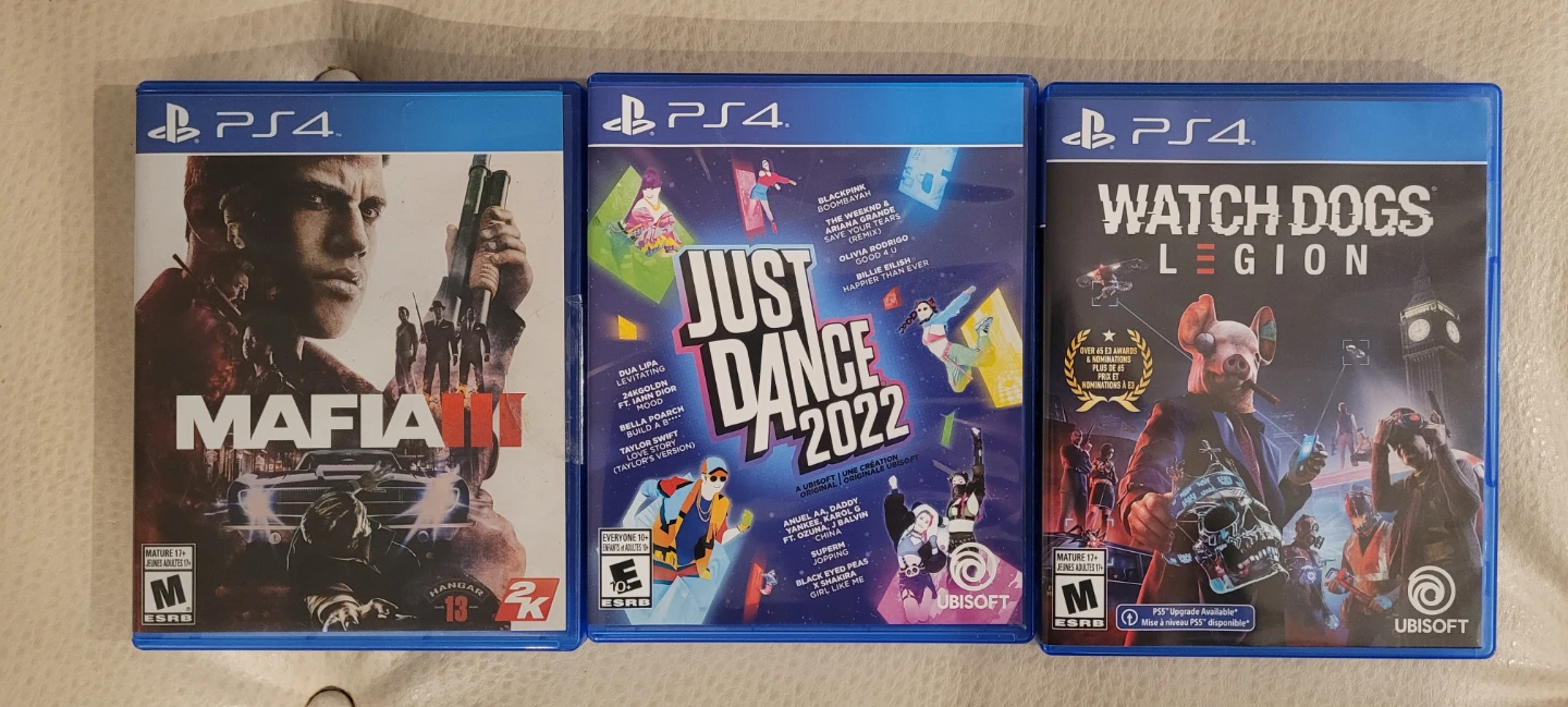 PS4 Games: Mafia III, Just Dance 2022, Watch Dogs Legion