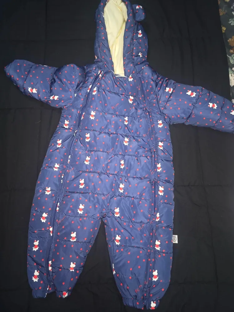 Baby Snowsuit - Blue with Bunny Print 24 months