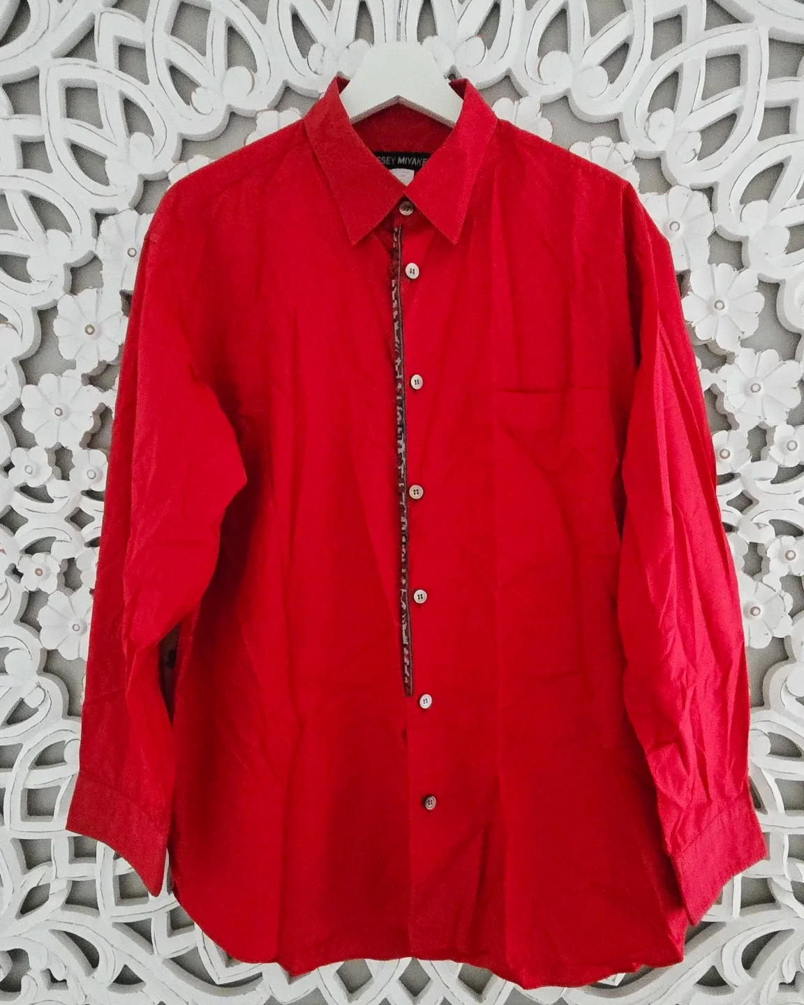 Issey Miyake Red Cotton Shirt - Size 3