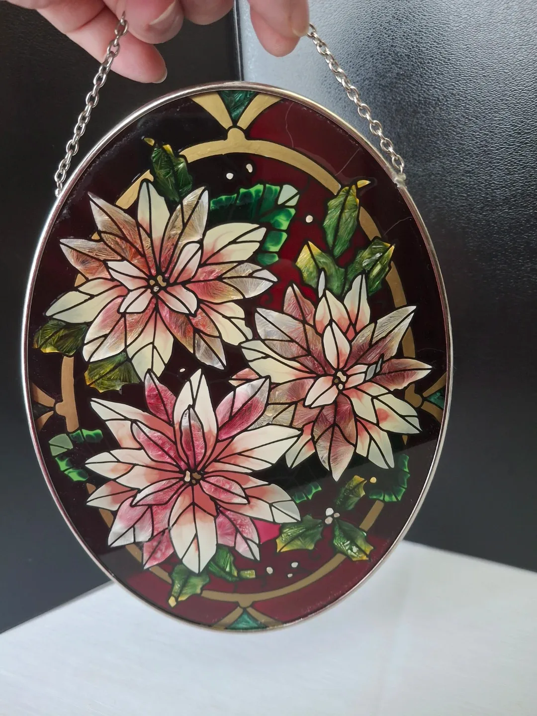 Stained Glass Poinsettia Window Hanging image indicator(4)