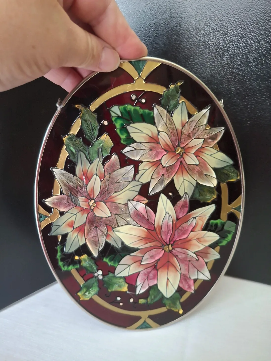 Stained Glass Poinsettia Window Hanging image indicator(9)