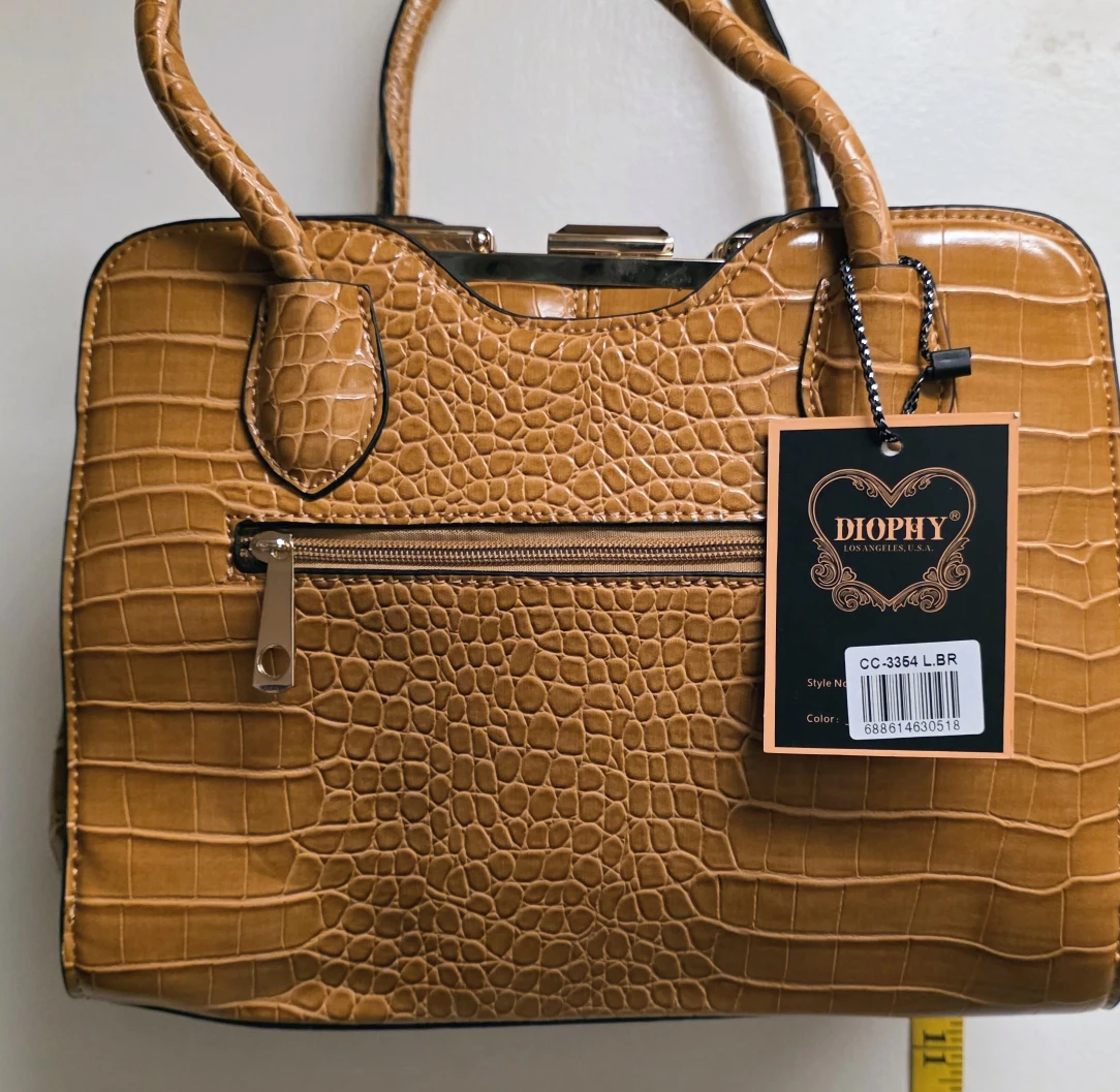 DIOPHY Brown Croc Style Handbag