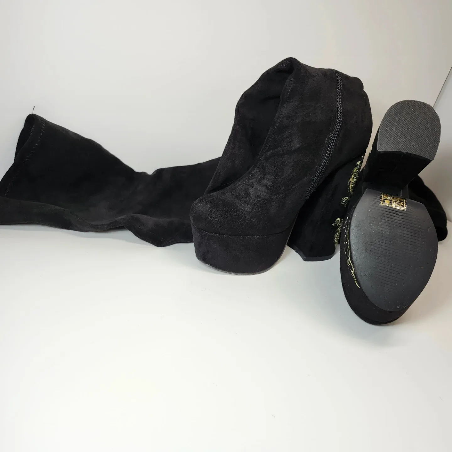 Black Thigh High Platform Boots - Size 7