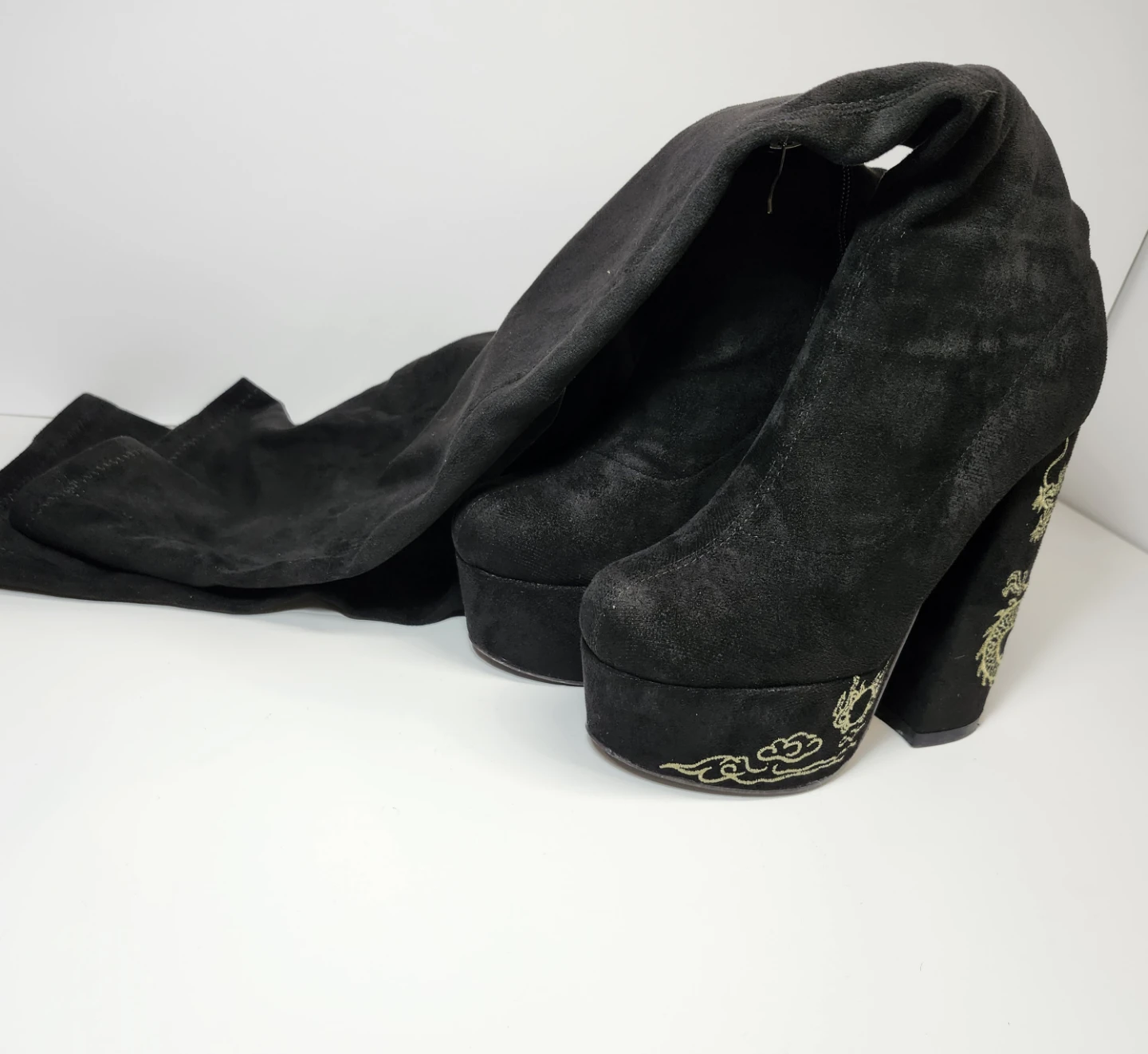 Black Thigh High Platform Boots - Size 7 - photo 3