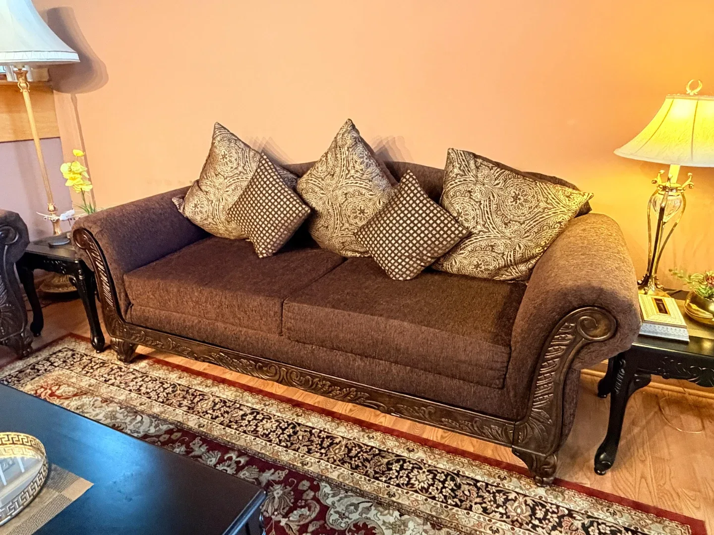 Brown Fabric Sofa Set image indicator(3)
