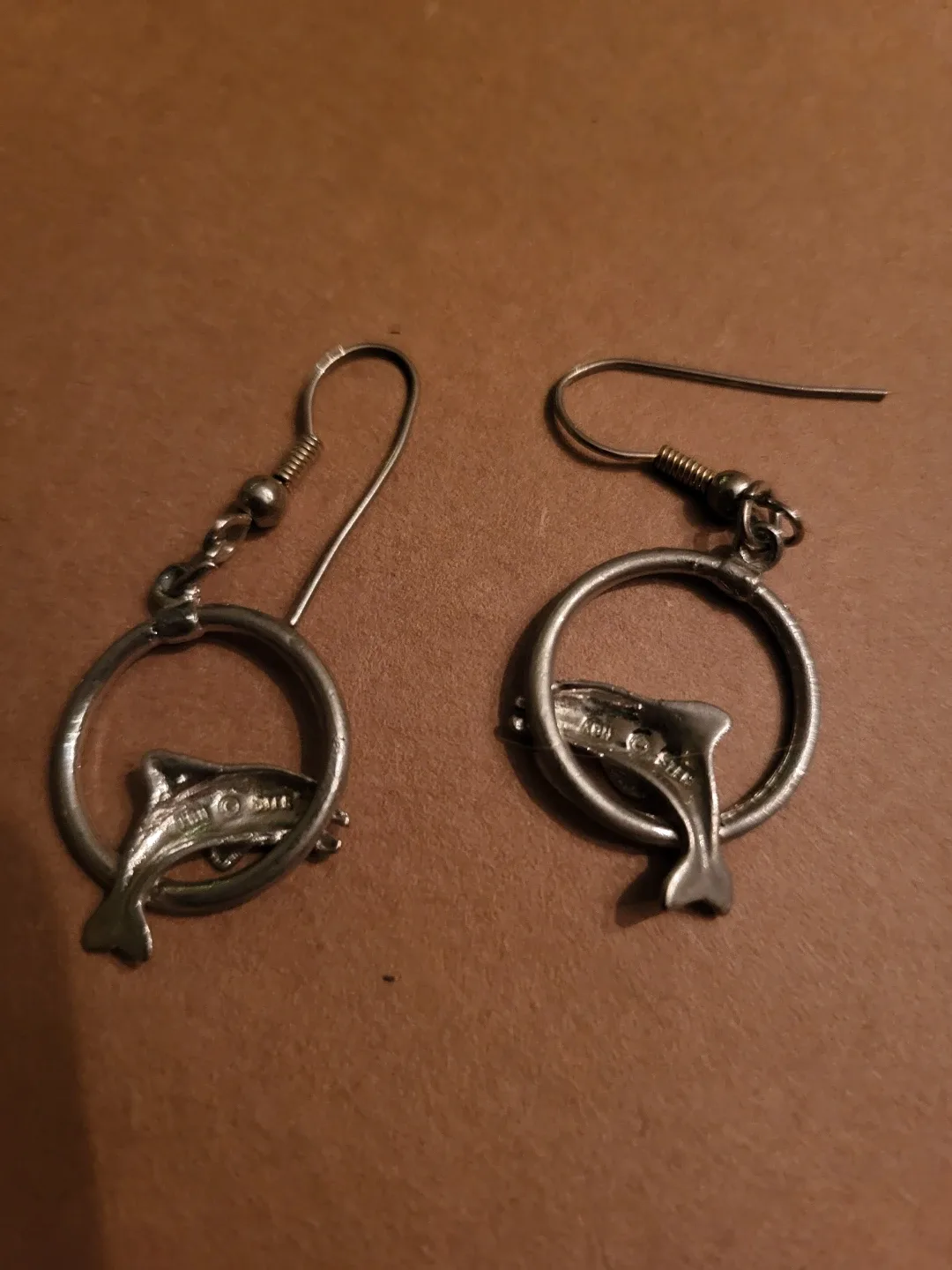 Vintage Sterling Silver Dolphin Earrings image indicator(2)