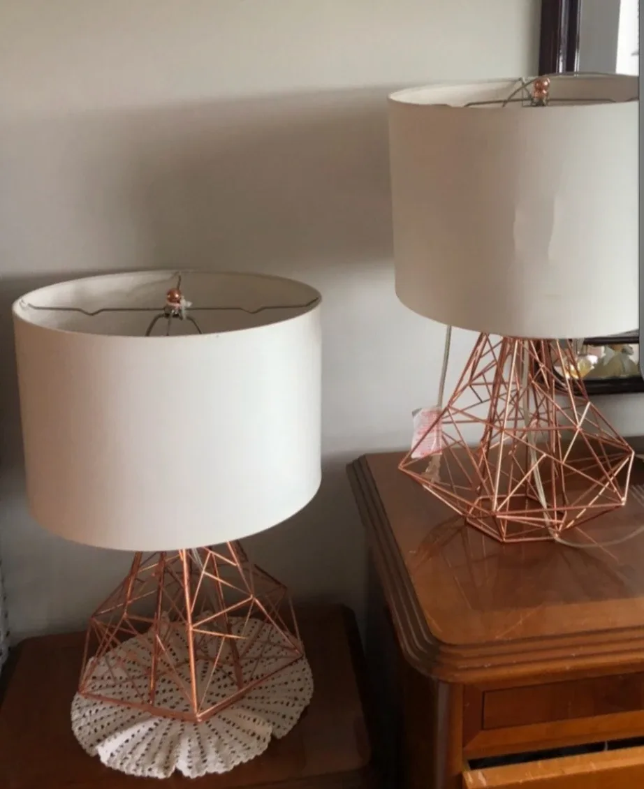 Pair of Copper Geometric Table Lamps