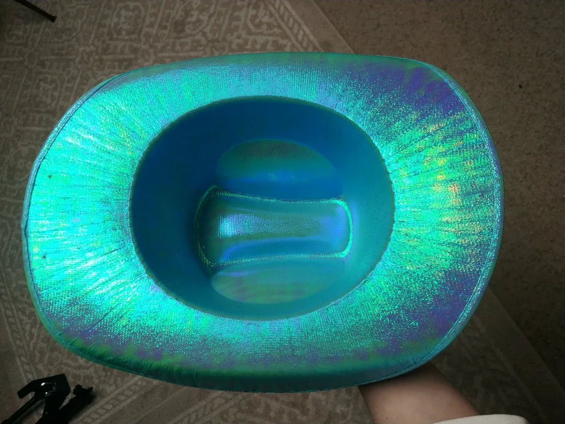 Iridescent/Holographic Turquoise Cowboy Hat image indicator(8)