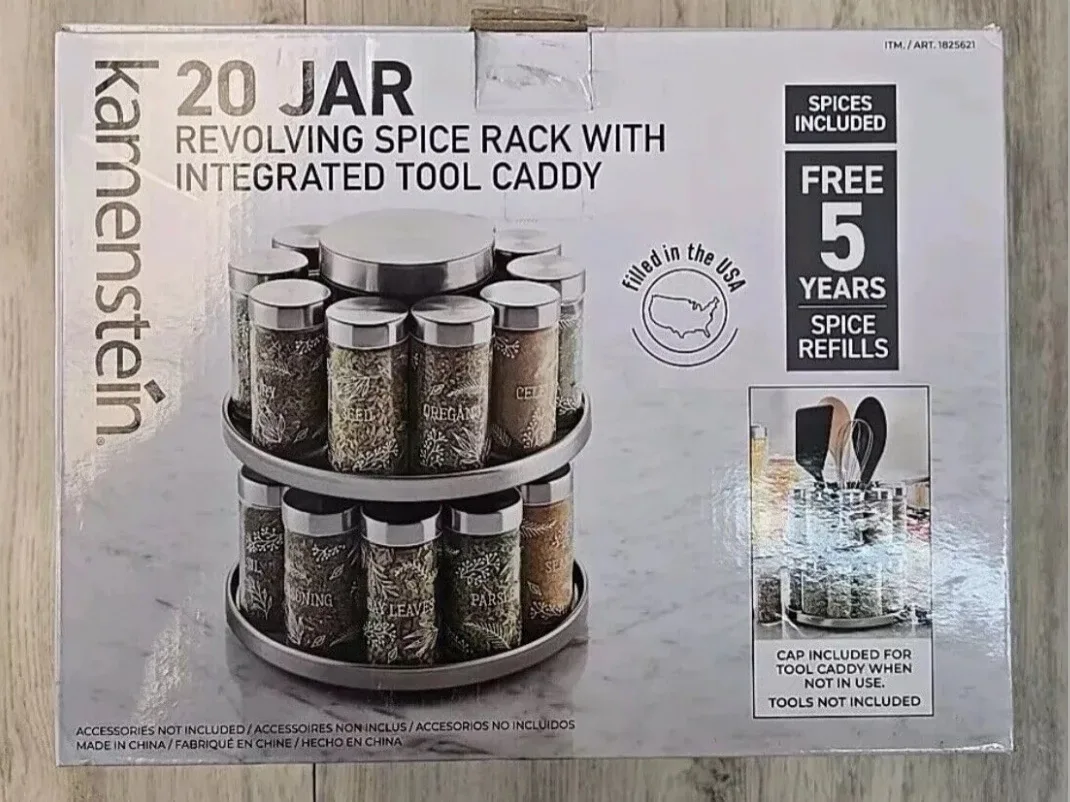 Kamenstein 20-Jar Revolving Spice Rack w/ Tool Caddy image indicator(2)
