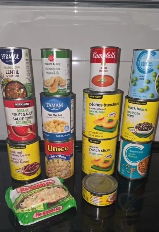 Assorted Canned Goods - Soups, Beans, Tuna, Peaches image indicator(5)