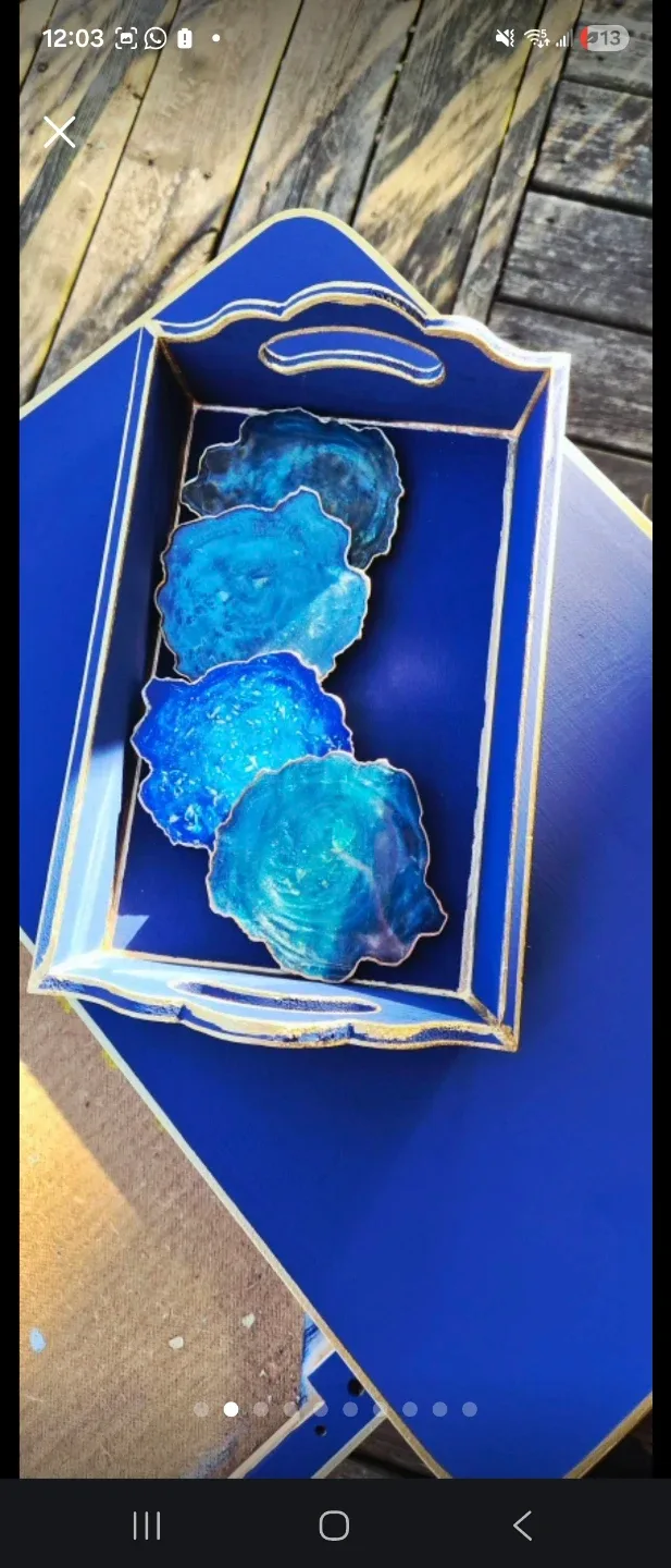 Handmade Resin Tray and Coaster Set