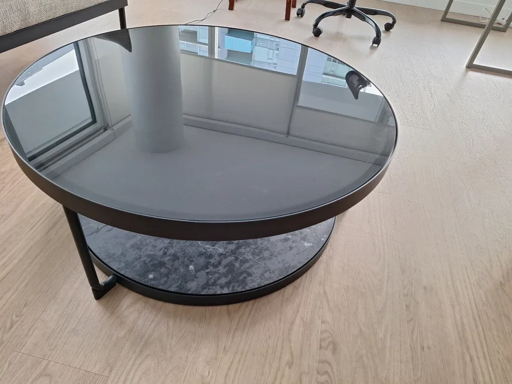 Round Black Glass Coffee Table