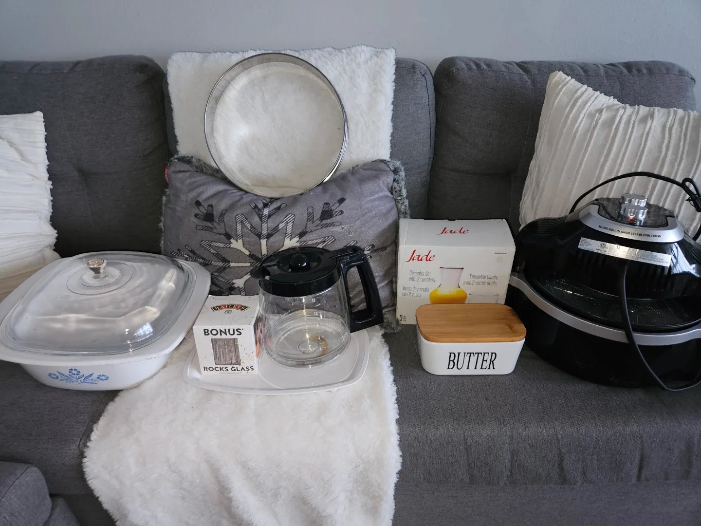 Decanter Set & Butter Dish, airfryer, large corning ware dish