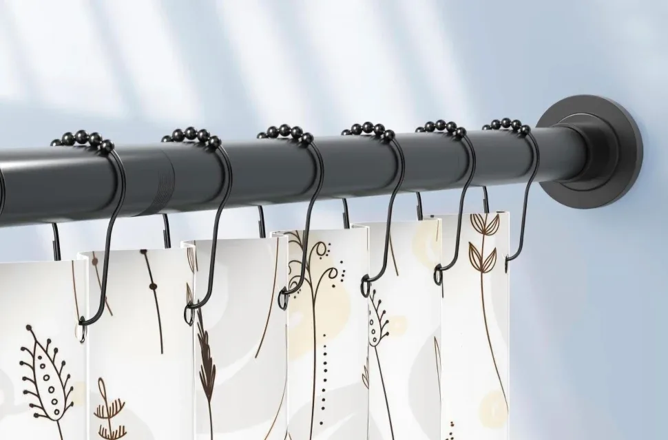 Adjustable Black Shower Curtain Rod Multifunctional 30"-76"