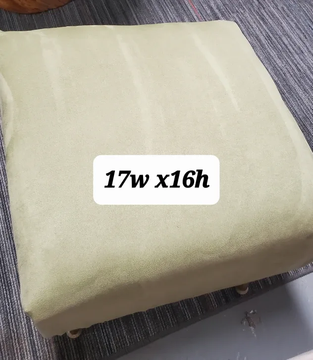 Green Velvet vintage mcm Ottoman, 17x16 image indicator(2)