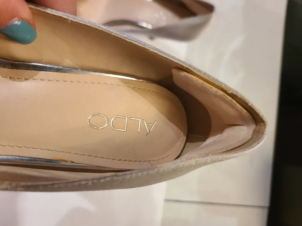 ALDO Silver Embellished Heels - Size 38/7.5 image indicator(5)