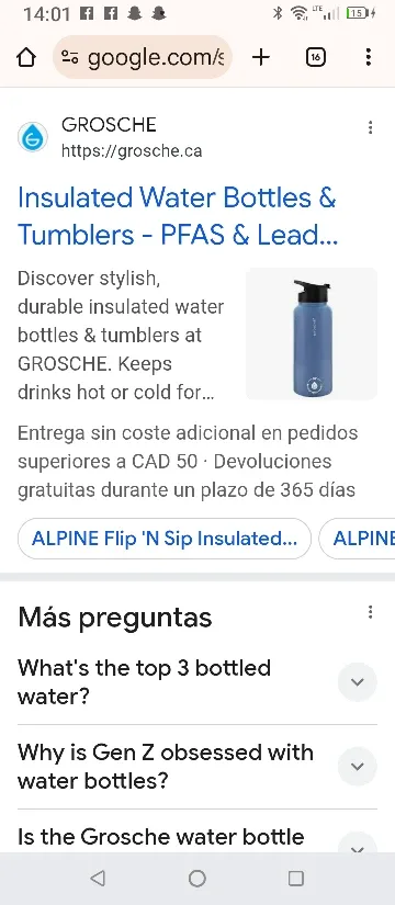 Grosche Blue Insulated Water Bottle image indicator(4)