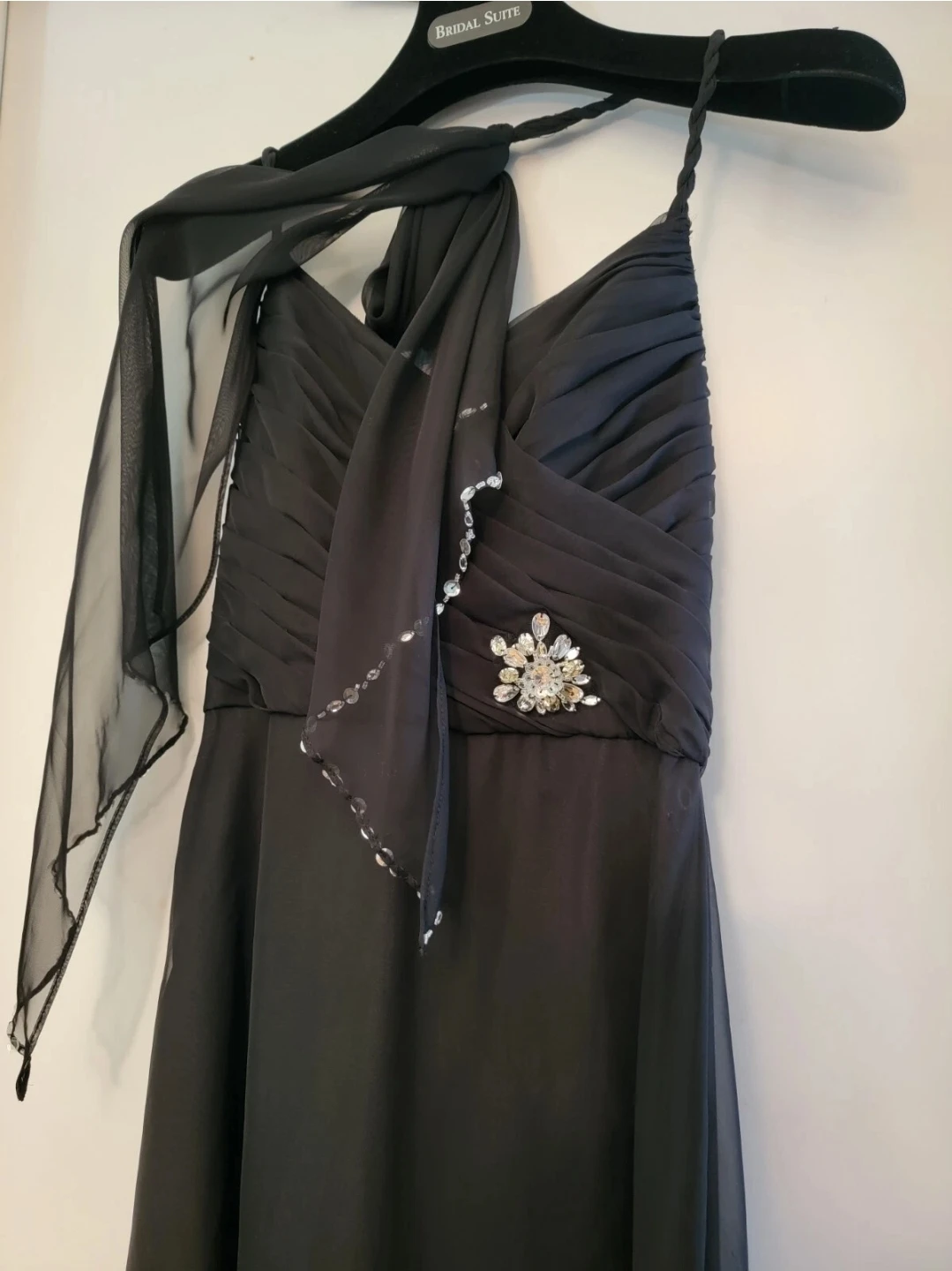 Mori Lee Black Chiffon Bridesmaid Dress NWT Formal Gown Size 10 - photo 5