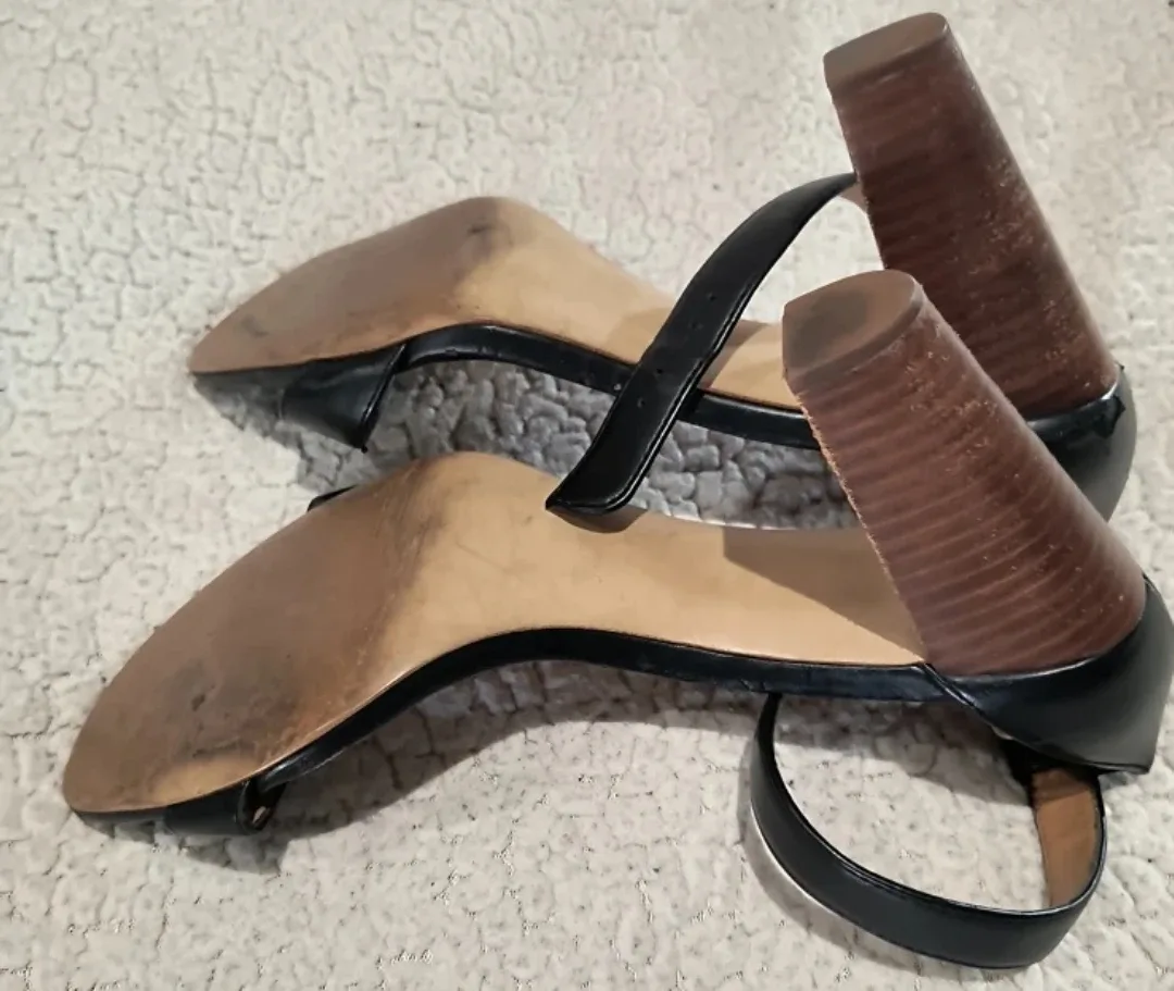 J.Crew Black Leather Heeled Sandals 9 image indicator(3)