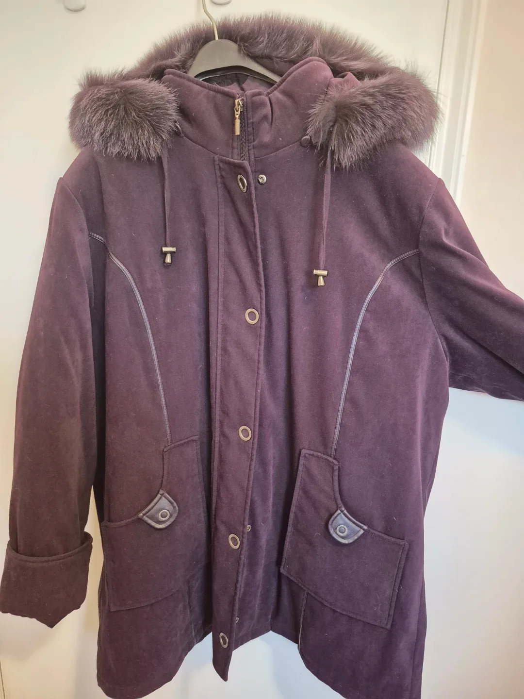 Purple Winter Coat with Fur Trim