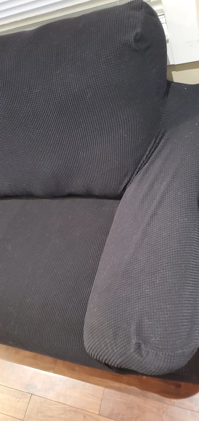 Black Loveseat, sofa, couch with Cover image indicator(3)