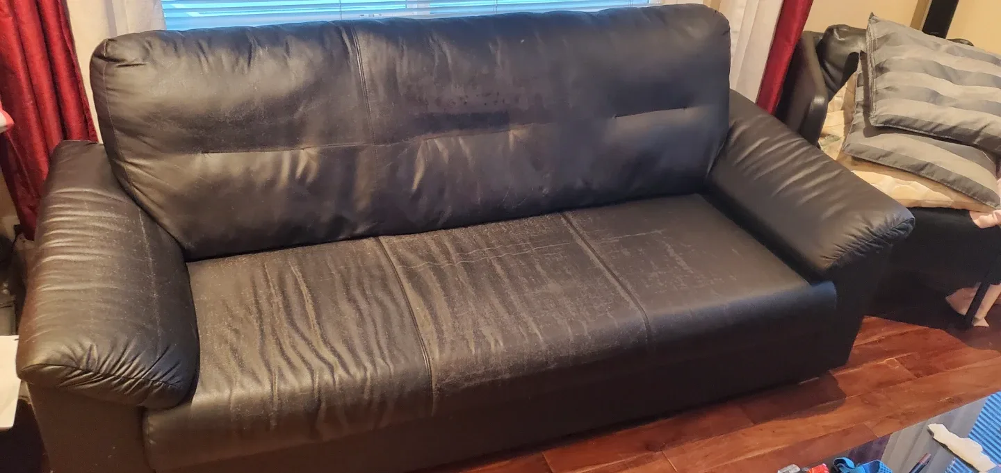 Black Loveseat, sofa, couch with Cover image indicator(6)