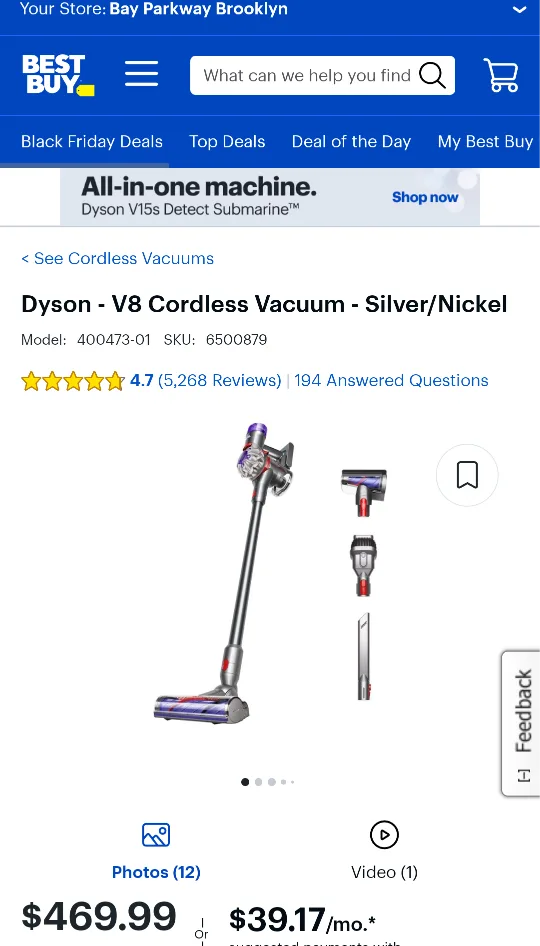 Dyson V8 Cordless 3 in 1 Convertible Stick Vacuum Cleaner image indicator(2)