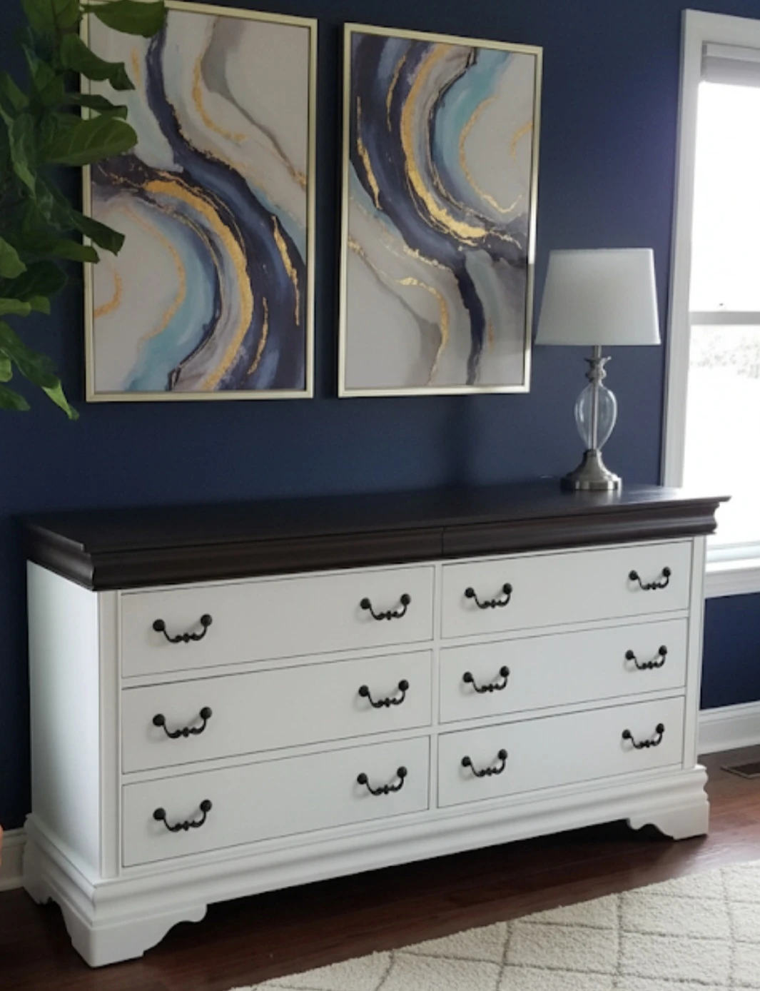 White Dresser with Black Handles