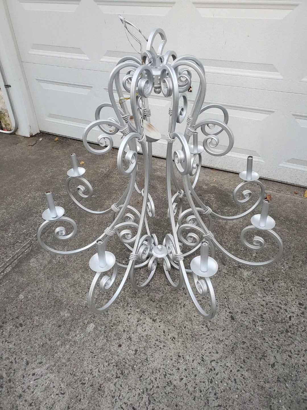 Beautiful xlarge iron silver collar chandelier thumbnail