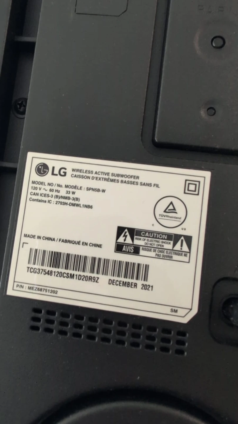 LG SPN5B-W Wireless Active Subwoofer - photo 2