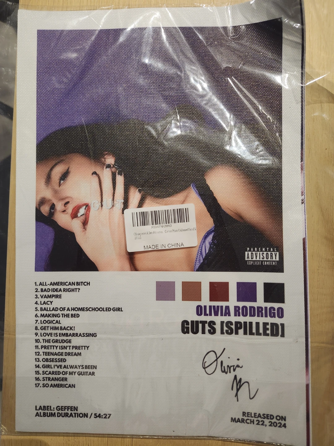Olivia Rodrigo 'Guts (Spilled)' Poster - New