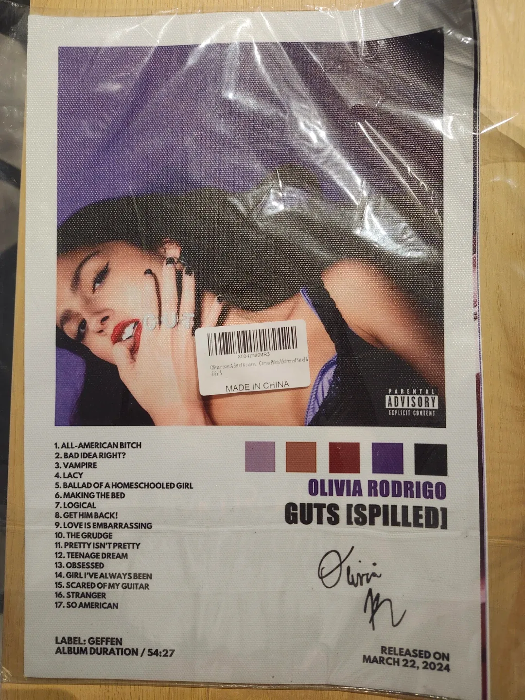 Olivia Rodrigo 'Guts (Spilled)' Poster - New