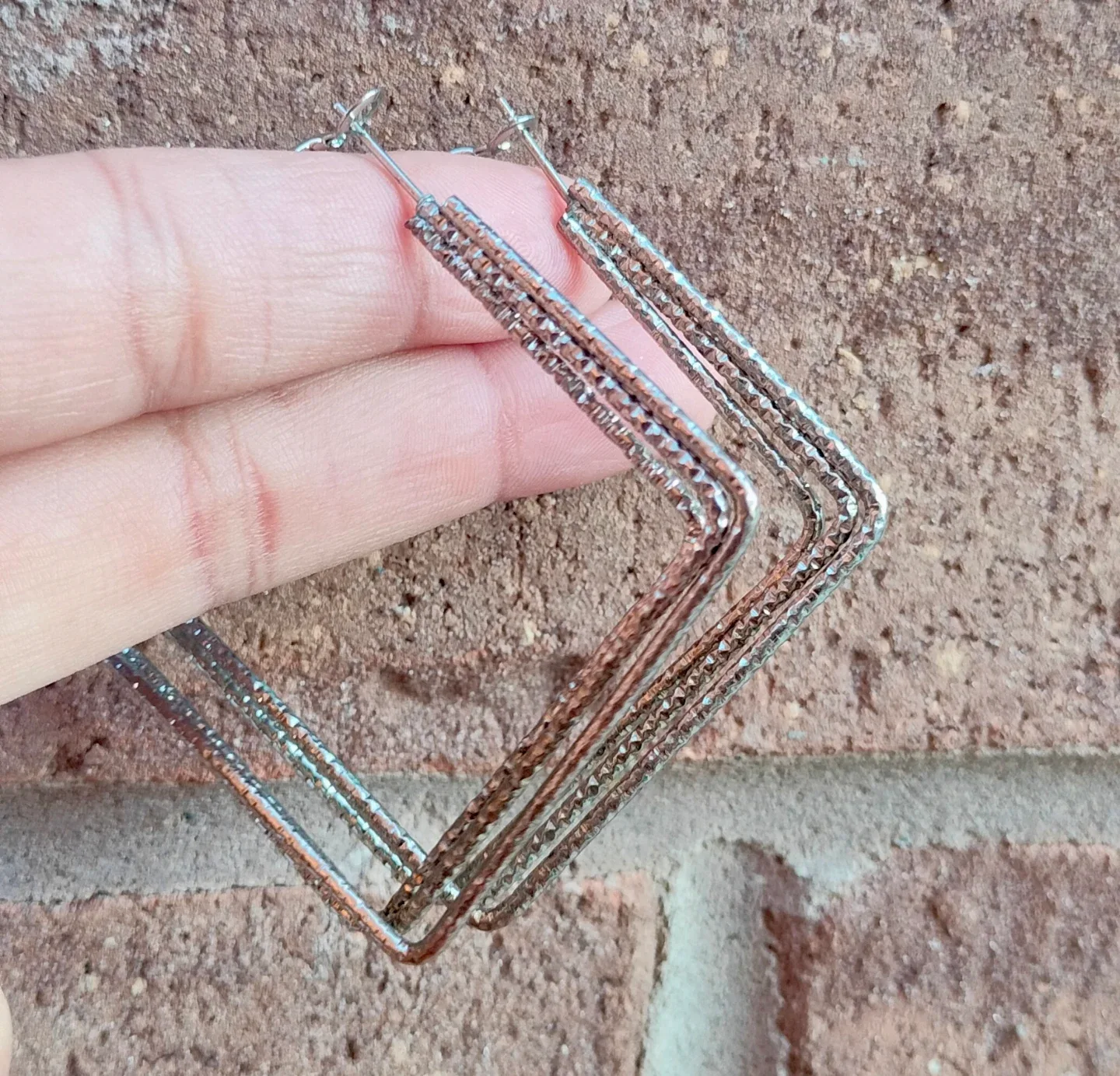 Silver Hoop and Geometric Earrings image indicator(2)