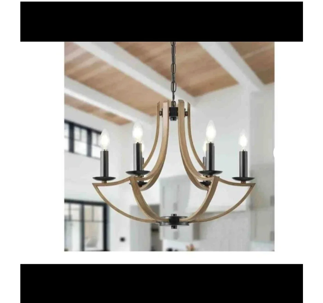 New Giutna Farmhouse 6-light Chandelier - Black