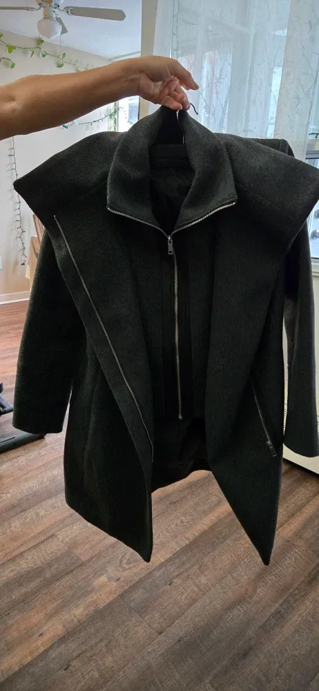 Grey Wool Blend Coat with Belt XL image indicator(4)