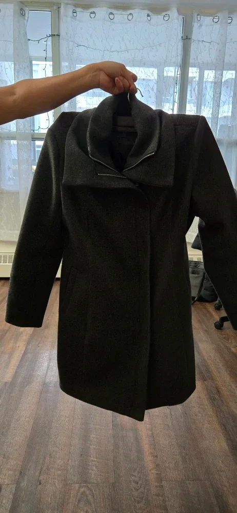 Grey Wool Blend Coat with Belt XL image indicator(8)