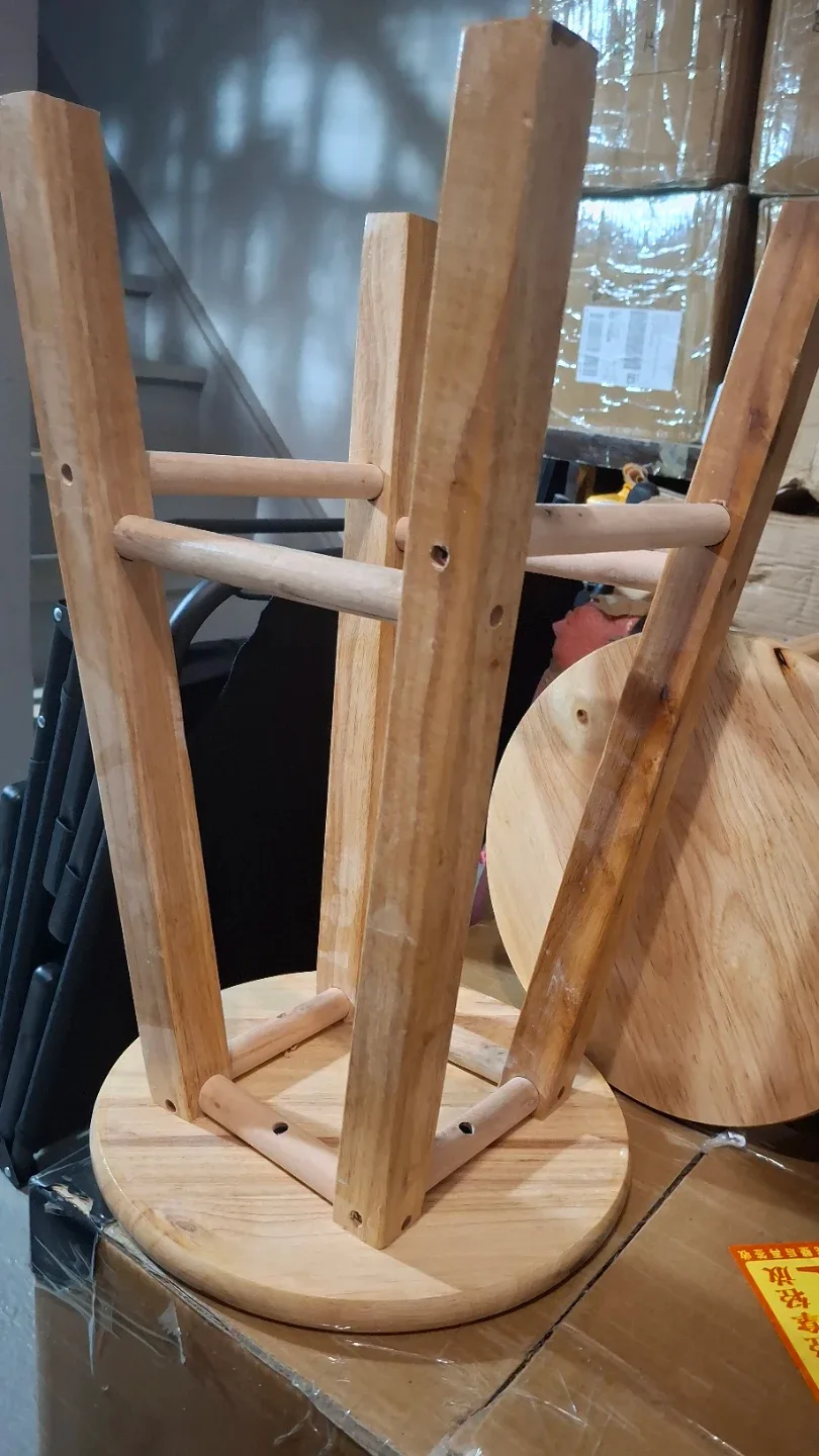 Wooden Stool d:11.5" h:19" image indicator(3)