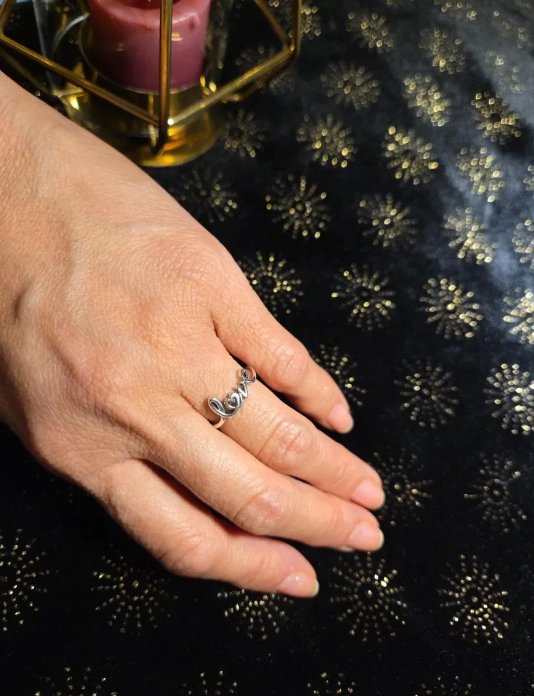 Pandora Handwritten Love Ring. Sterling Silver