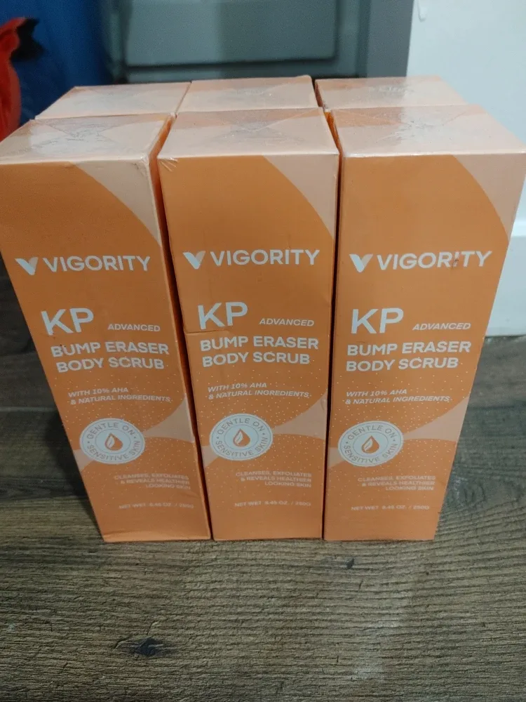🧡SIX SEALED BOXES OF VIGORITY ERASER & NATURAL BODY SCRUB NEW image indicator(6)