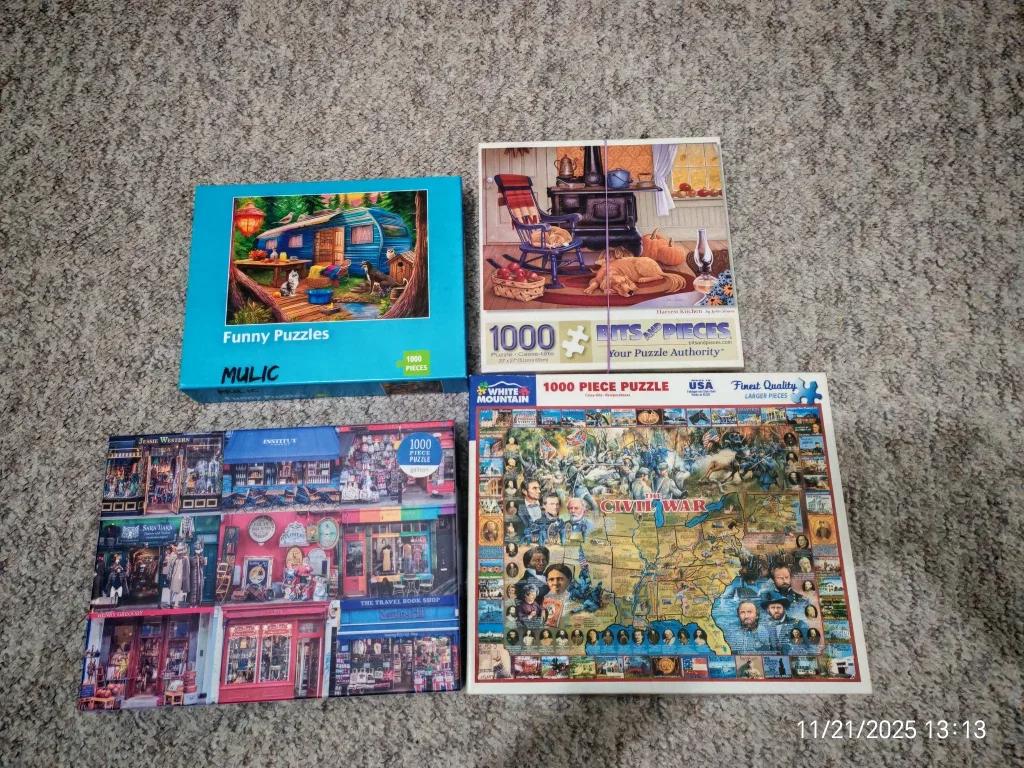 4 x 1000 Piece Puzzles - Mulic, Bits and Pieces, White Mountain image indicator(2)