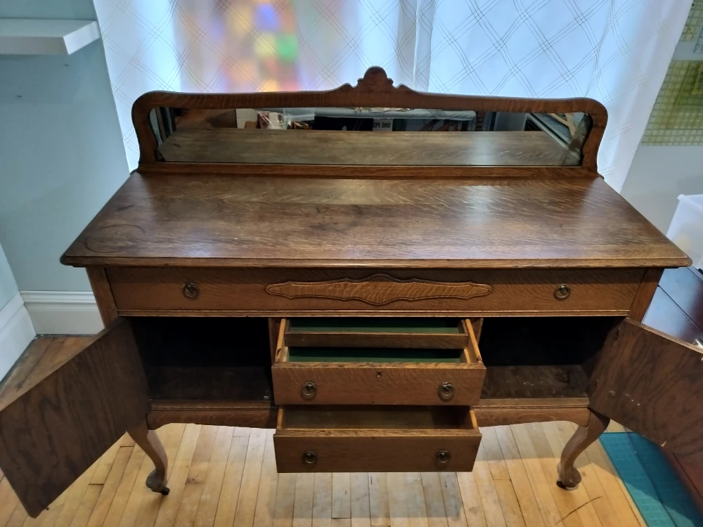 Antique Oak Buffet with Mirror - photo 2