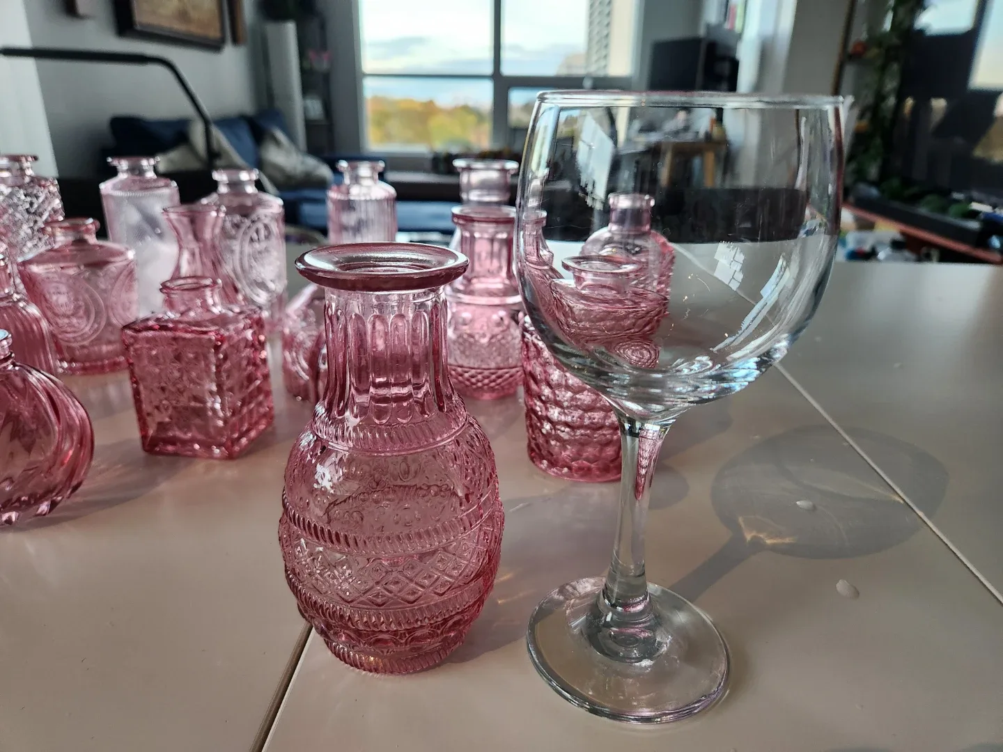 Pink Glass Bud Vases image indicator(3)