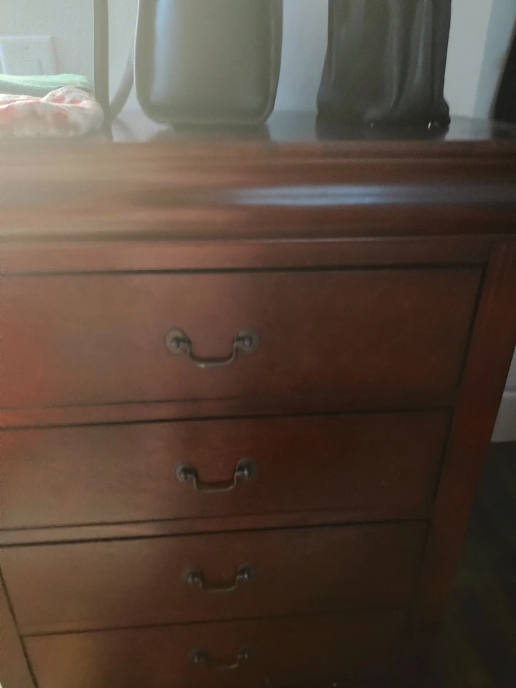 Wooden Dresser, vanity,  2 night stand and bed