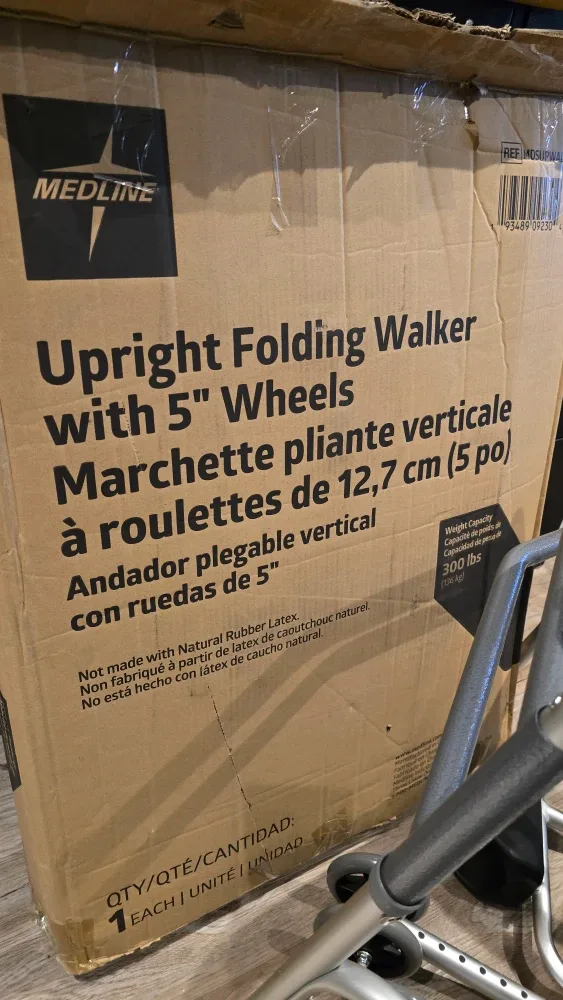 Medline Upright Folding Walker with 5" Wheels image indicator(6)