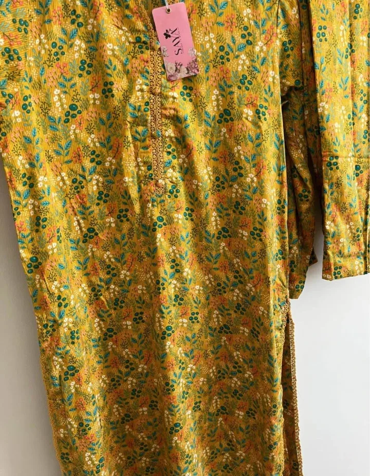 Saya Mustard Floral Print Kurta Set image indicator(3)