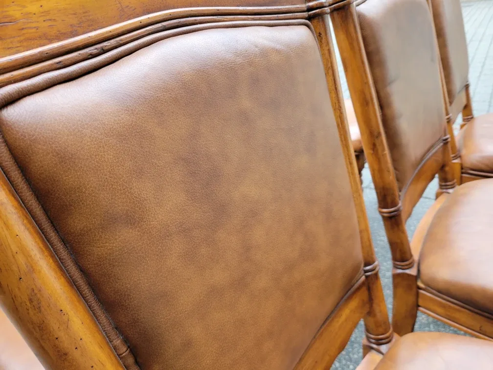 Beautiful Set of 6 Brown Leather Dining Chairs. $50 Each. image indicator(5)