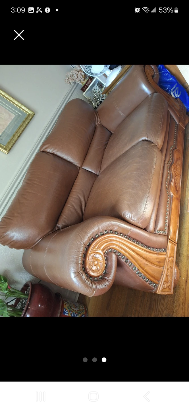 Brown Leather Loveseat Sofa